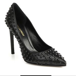 YSL Saint Laurent black studded pumps